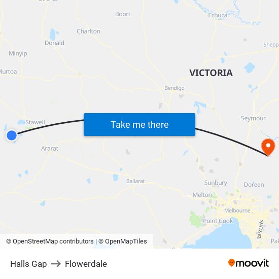 Halls Gap to Flowerdale map