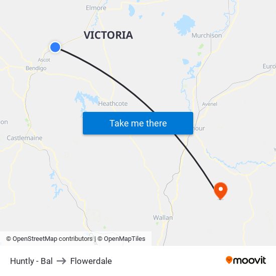 Huntly - Bal to Flowerdale map