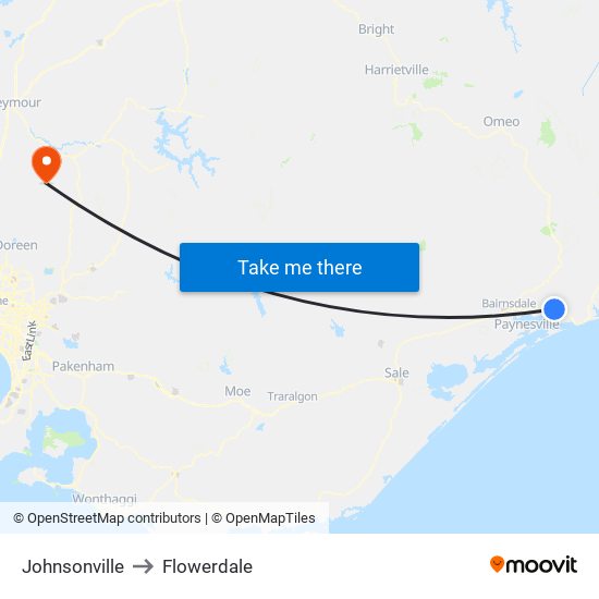 Johnsonville to Flowerdale map