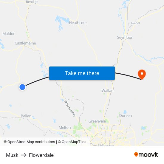 Musk to Flowerdale map