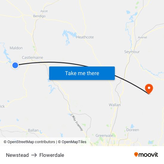 Newstead to Flowerdale map