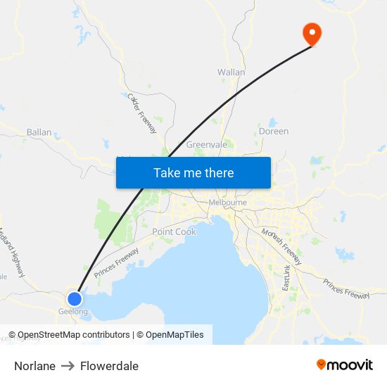 Norlane to Flowerdale map