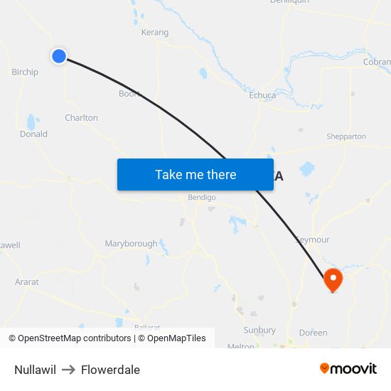 Nullawil to Flowerdale map