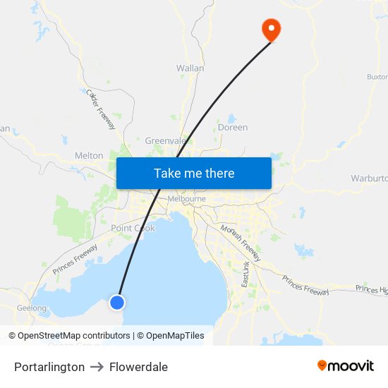 Portarlington to Flowerdale map