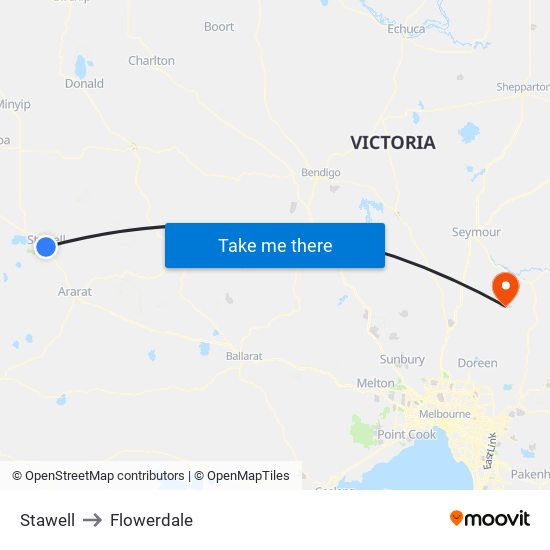 Stawell to Flowerdale map