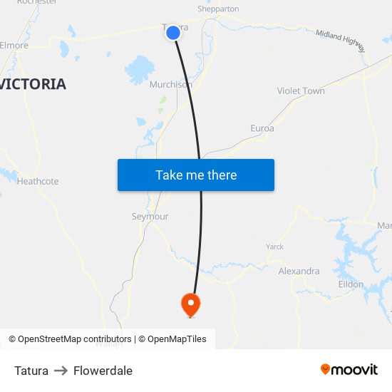 Tatura to Flowerdale map