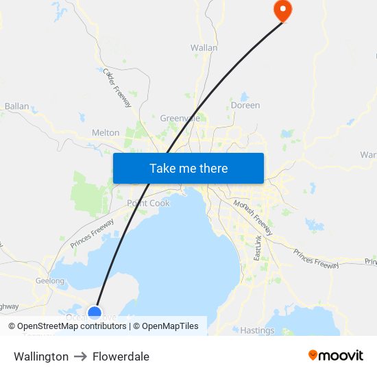 Wallington to Flowerdale map