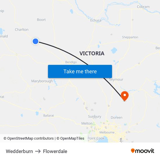 Wedderburn to Flowerdale map