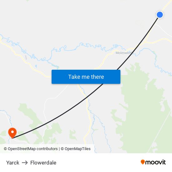 Yarck to Flowerdale map