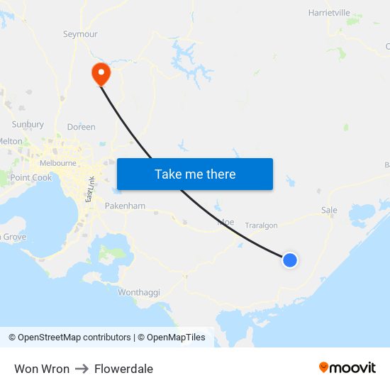 Won Wron to Flowerdale map