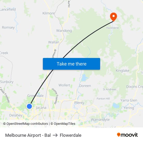 Melbourne Airport - Bal to Flowerdale map