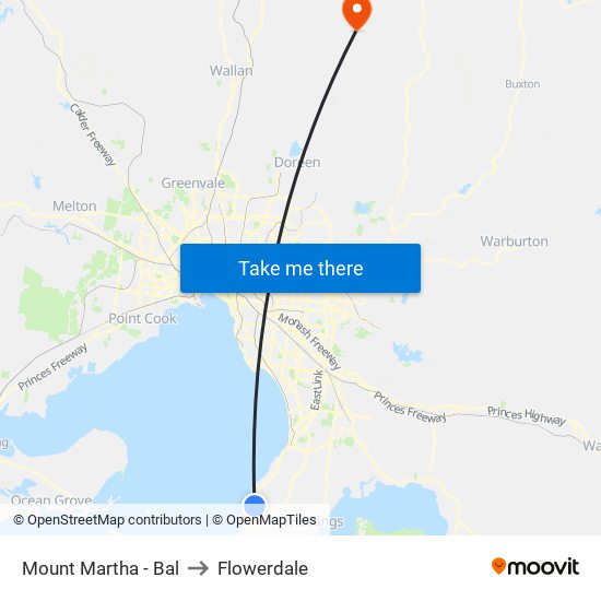 Mount Martha - Bal to Flowerdale map
