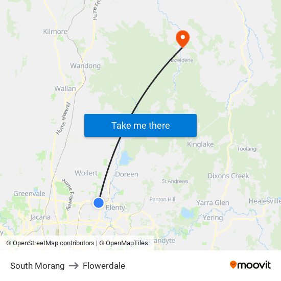 South Morang to Flowerdale map