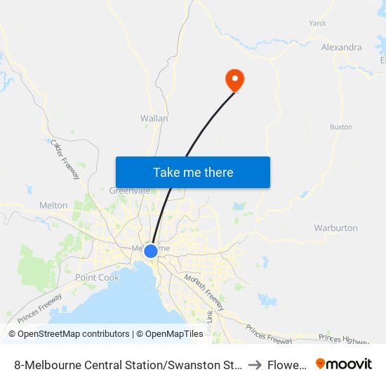 8-Melbourne Central Station/Swanston St (Melbourne City) to Flowerdale map