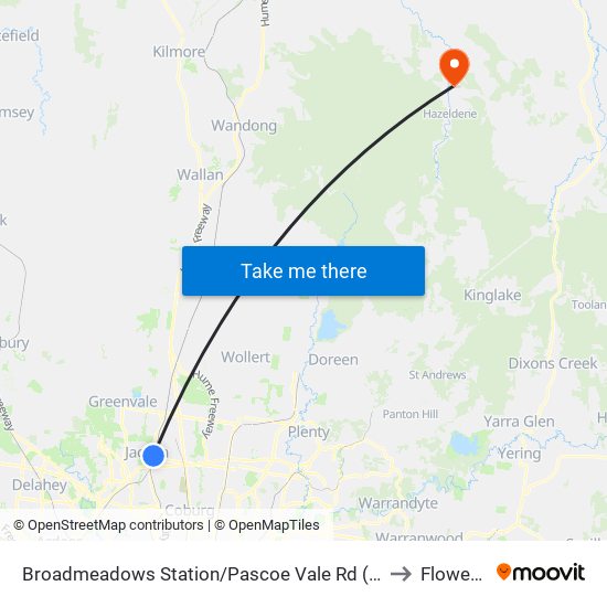 Broadmeadows Station/Pascoe Vale Rd (Broadmeadows) to Flowerdale map