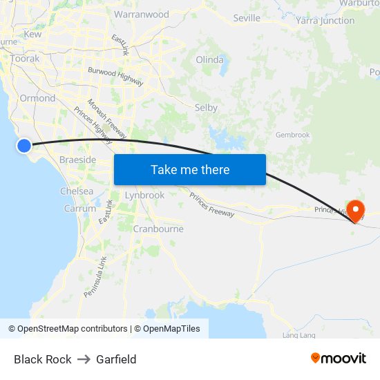 Black Rock to Garfield map