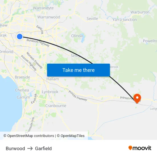 Burwood to Garfield map