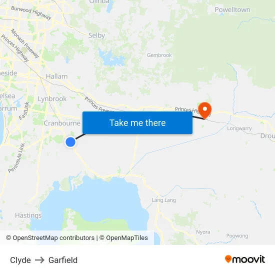 Clyde to Garfield map