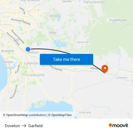 Doveton to Garfield map