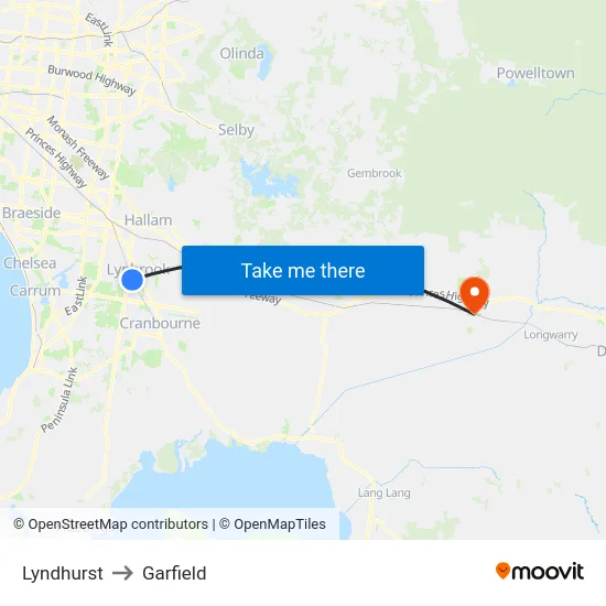 Lyndhurst to Garfield map