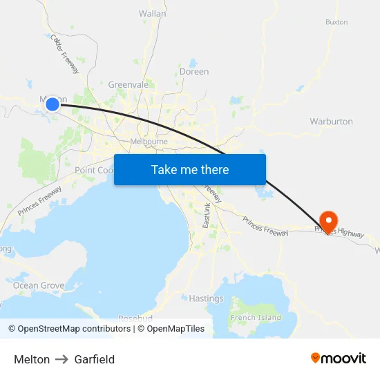 Melton to Garfield map