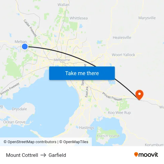 Mount Cottrell to Garfield map