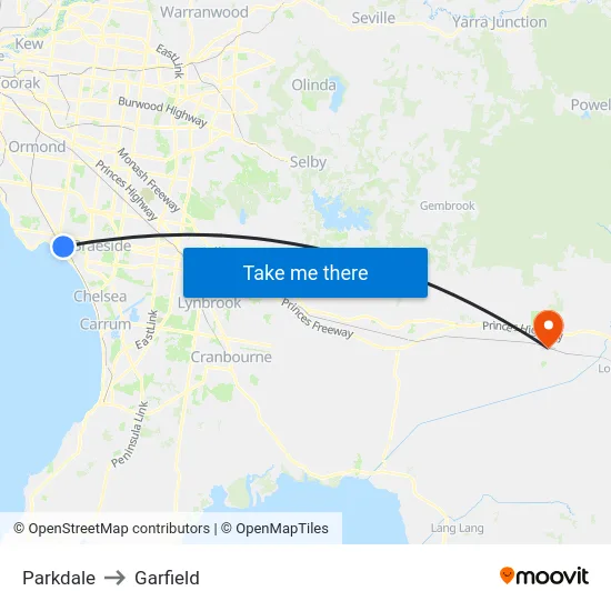 Parkdale to Garfield map