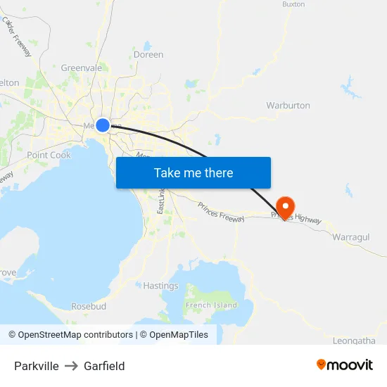 Parkville to Garfield map