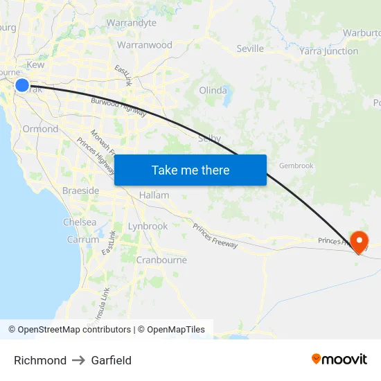 Richmond to Garfield map