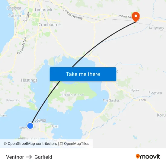 Ventnor to Garfield map