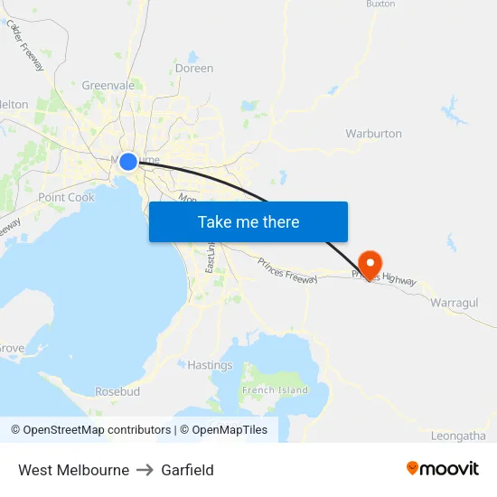 West Melbourne to Garfield map