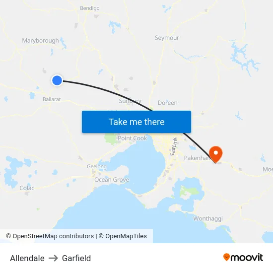 Allendale to Garfield map