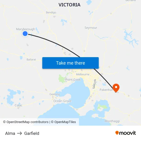 Alma to Garfield map