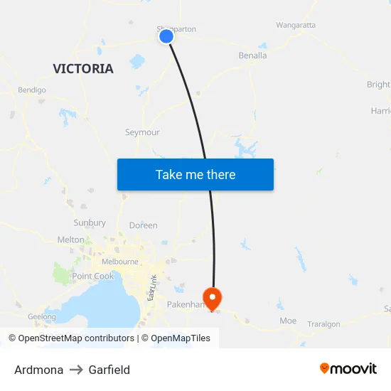 Ardmona to Garfield map