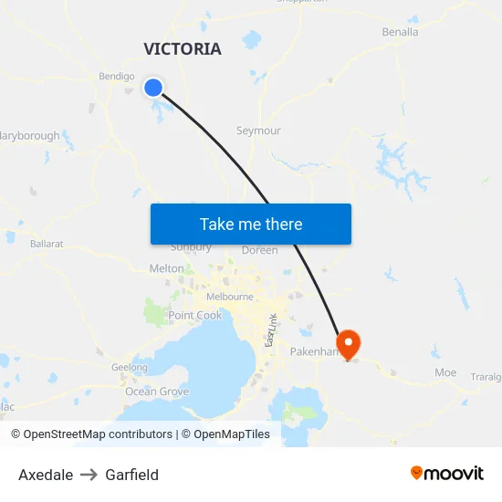 Axedale to Garfield map