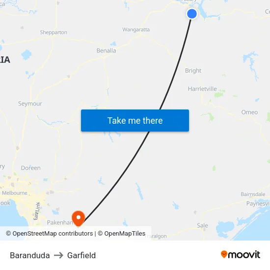 Baranduda to Garfield map