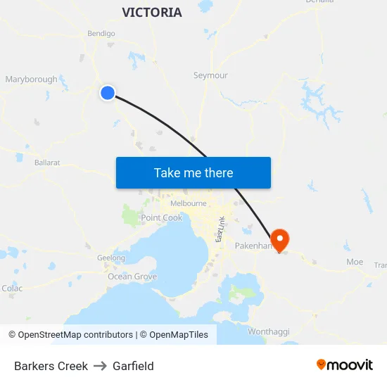 Barkers Creek to Garfield map