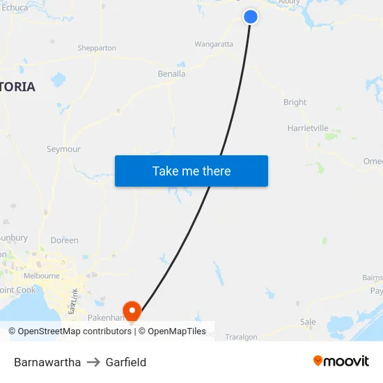 Barnawartha to Garfield map