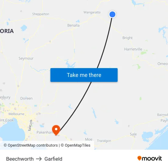 Beechworth to Garfield map