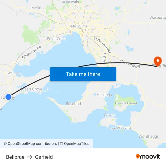 Bellbrae to Garfield map