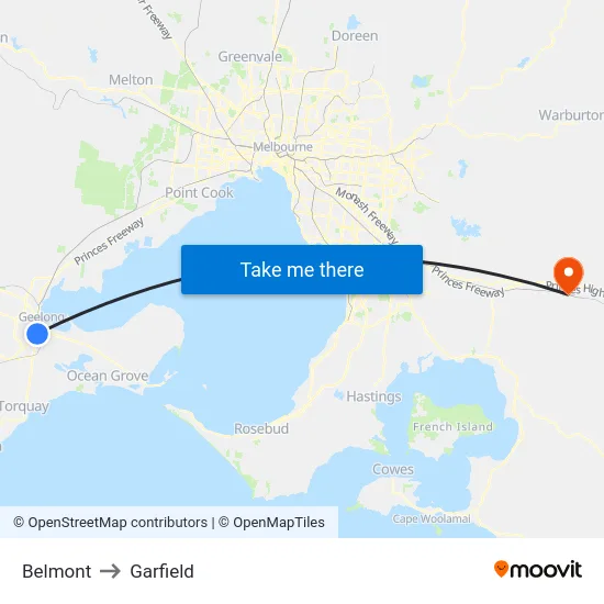 Belmont to Garfield map
