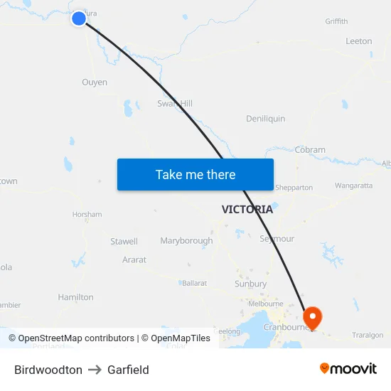 Birdwoodton to Garfield map