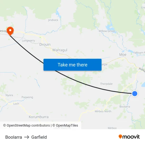 Boolarra to Garfield map