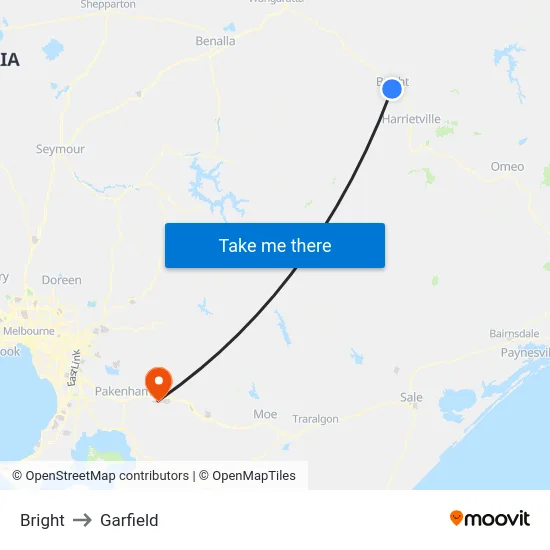 Bright to Garfield map