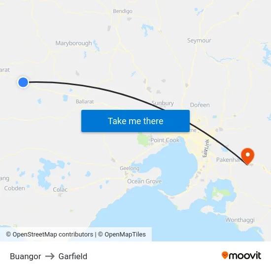 Buangor to Garfield map