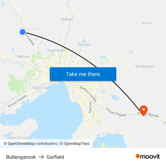 Bullengarook to Garfield map