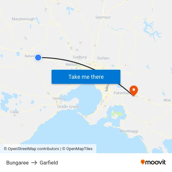 Bungaree to Garfield map