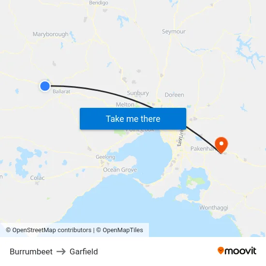 Burrumbeet to Garfield map