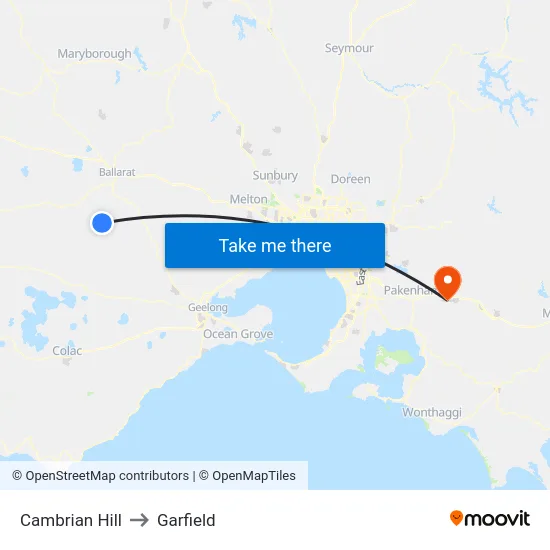 Cambrian Hill to Garfield map