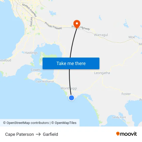 Cape Paterson to Garfield map